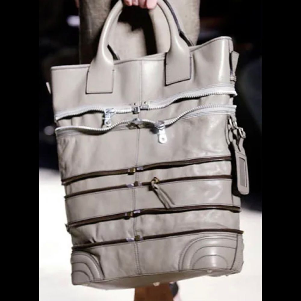Chloe Taupe Gladys Leather Multi Zippers Tote Bag - Picture 11 of 11